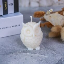 Eule Kerze aus Rapswachs Dekoration Herbst Halloween