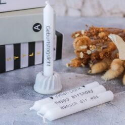 Mini Gugelhupf Beton + Mini Stabkerze Geschenk Give Away Geburtstag