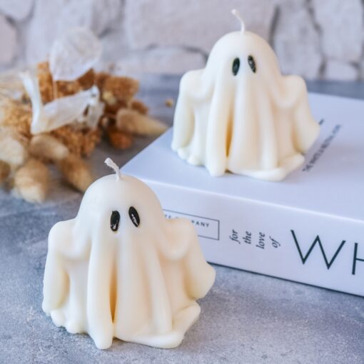 Geist Kerze aus Rapswachs Dekoration Herbst Halloween – Bild 4