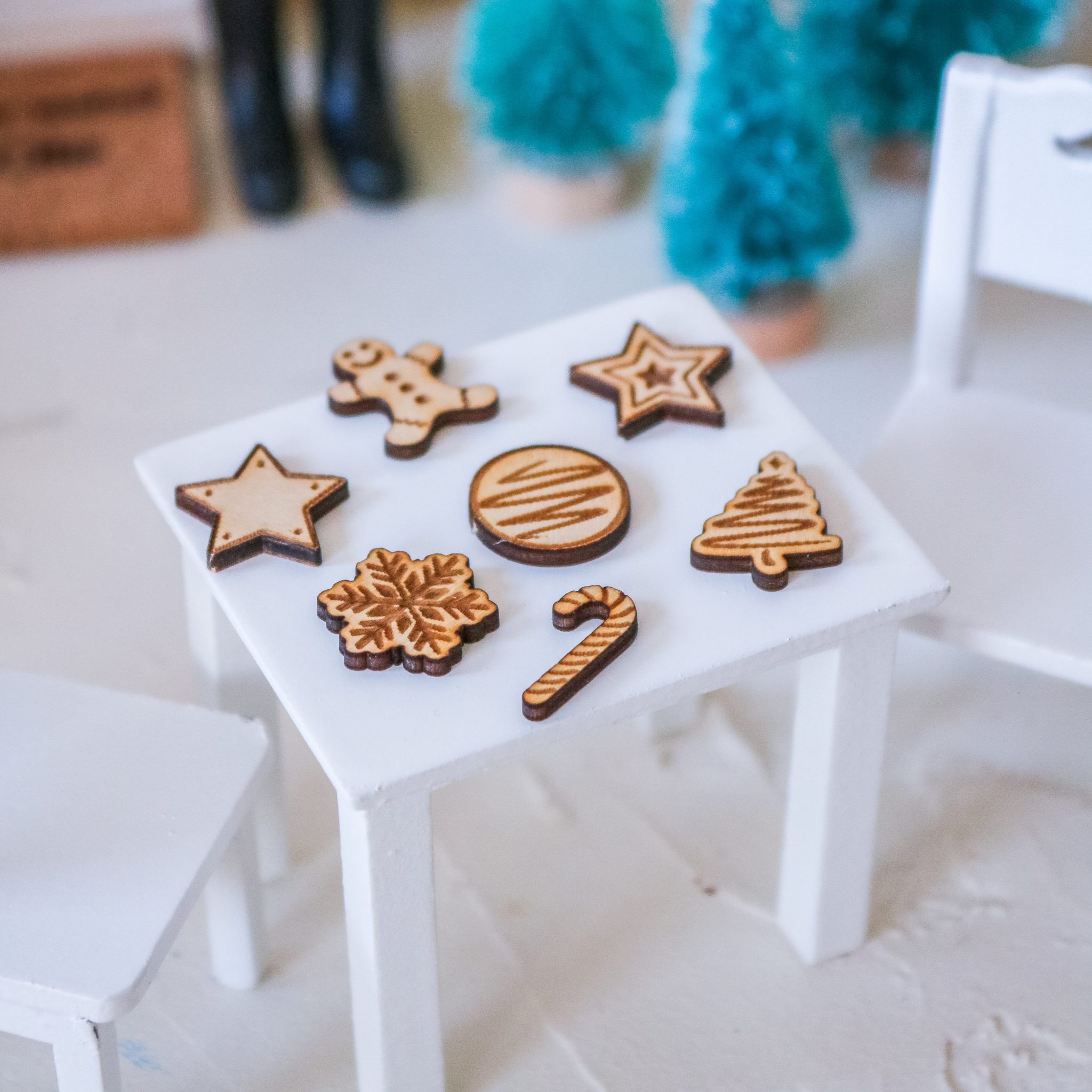 Plätzchen Set gelasert Holz für Wichtel Zubehör Wichtelhaus Wichteltür ...