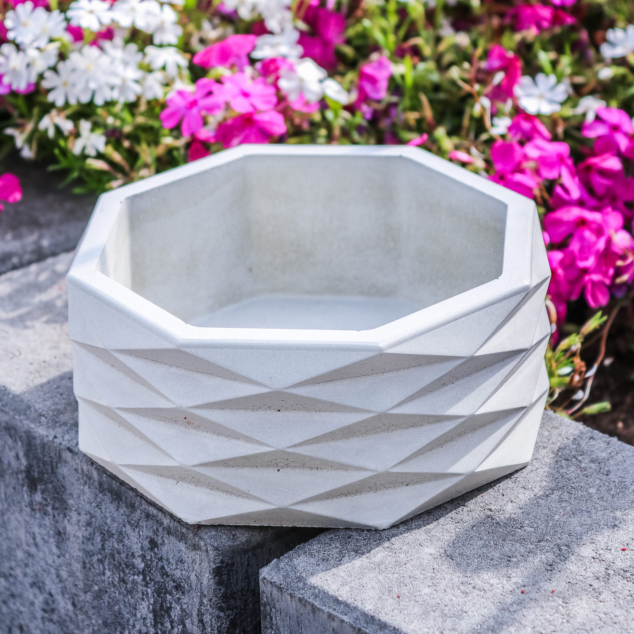 Pflanztopf/Pflanzschale Achteck aus Beton Deko Garten Outdoor