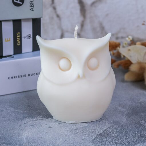 Handmade Kerze Große Eule Rapswachs Deko Interior Hygge – Bild 3