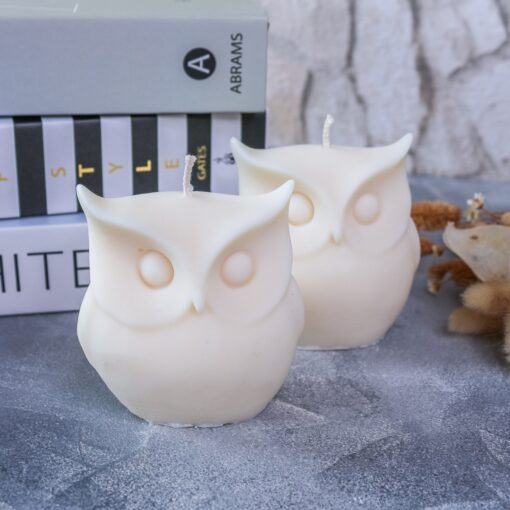 Handmade Kerze Große Eule Rapswachs Deko Interior Hygge – Bild 4