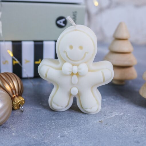 Handmade Kerze süßer Lebkuchenmann Rapswachs Geschenkidee Winter Weihnachten – Bild 2