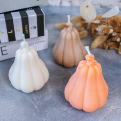 Flaschenkürbis Kerze Herbst - handgemacht aus Rapswachs - Deko Halloween