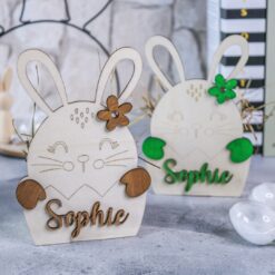 Osterkiste Osterkorb Osternest Hase aus Holz personalisiert mit Name - Geschenk Mitbringsel Osterhase Ostern