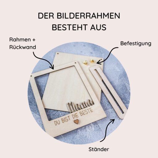 Bilderrahmen Fotorahmen Holz für Bilder Fotos - Geschenkidee Papa Mama Familie Oma Opa – Bild 9