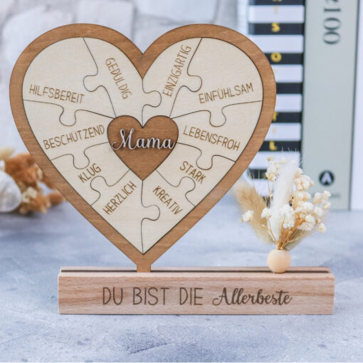 Herz Mama aus Holz - Geschenk Muttertag - Muttertagsgeschenk - Geburtstag – Bild 2