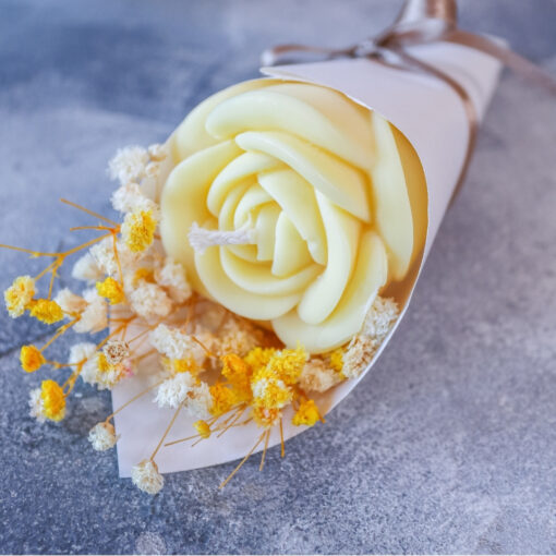 Blumenstrauss Rose Kerze Rapswachs - Geschenk Mama Geburtstag Muttertag – Bild 6