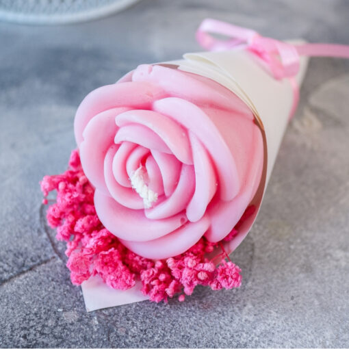 Blumenstrauss Rose Kerze Rapswachs - Geschenk Mama Geburtstag Muttertag – Bild 7