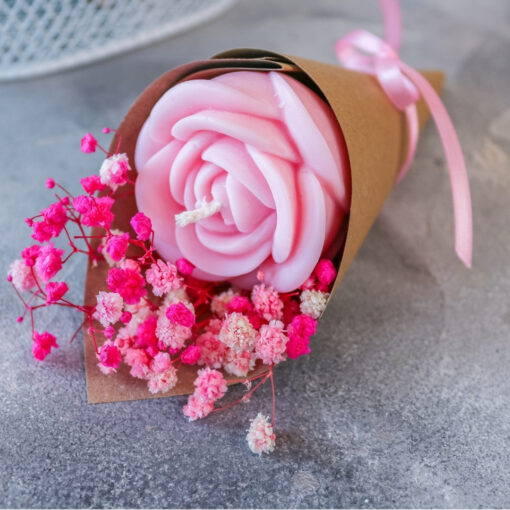 Blumenstrauss Rose Kerze Rapswachs - Geschenk Mama Geburtstag Muttertag – Bild 9