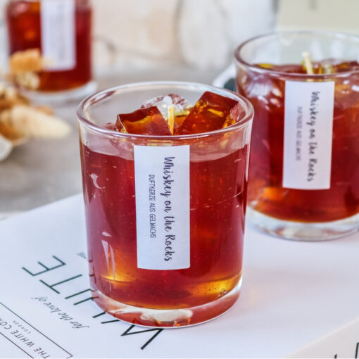 Duftkerze Getränke Kerze mit Eiswürfeln whiskeyähnlicher Duft - Gelwachs - Geschenk Papa Vatertag