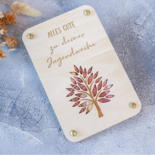 Geldgeschenk Verpackung aus Holz - Jugendweihe - Geschenkidee – Bild 2