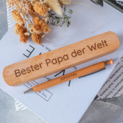 Kugelschreiber mit Etui & Gravur - personalisiert mit Name - Geschenk Papa Vatertag