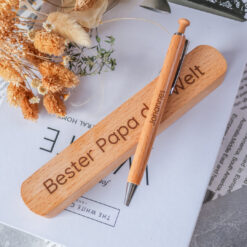 Kugelschreiber mit Etui & Gravur - personalisiert mit Name - Geschenk Papa Vatertag – Bild 3