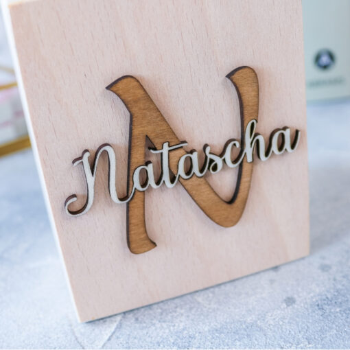 Stiftehalter Holz Initiale - Schreibtisch - personalisierbar mit Name - Stiftebox - Geschenk Einschulung – Bild 5