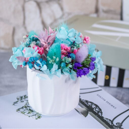 Vase aus Raysin - dekoriert mit Trockenblumen - Deko Hygge Geschenk Mitbringsel – Bild 6