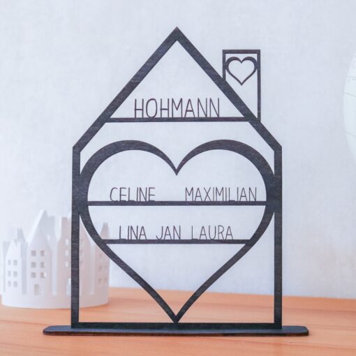 Dekohaus Holz personalisiert mit Namen - Deko Hygge - Einzugsgeschenk – Bild 3
