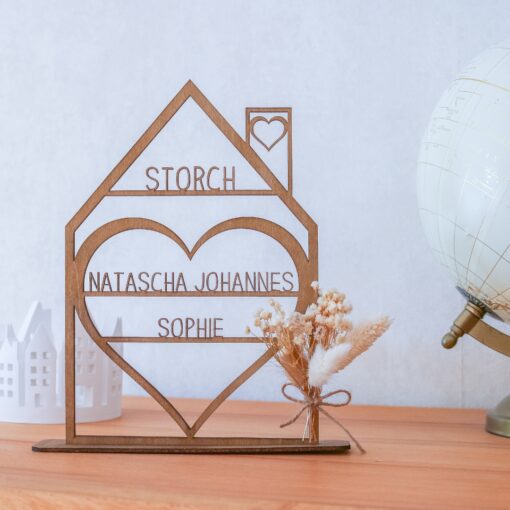 Dekohaus Holz personalisiert mit Namen - Deko Hygge - Einzugsgeschenk – Bild 5