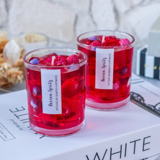 Duftkerze Getränke Kerze Beeren Spritz mit Eiswürfeln - aus Rapswachs und Gelwachs – Bild 6