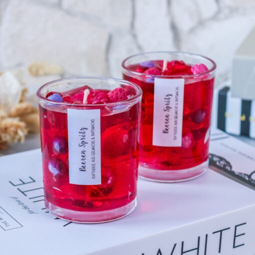 Duftkerze Getränke Kerze Beeren Spritz mit Eiswürfeln - aus Rapswachs und Gelwachs – Bild 4