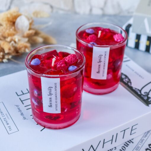 Duftkerze Getränke Kerze Beeren Spritz mit Eiswürfeln - aus Rapswachs und Gelwachs – Bild 3