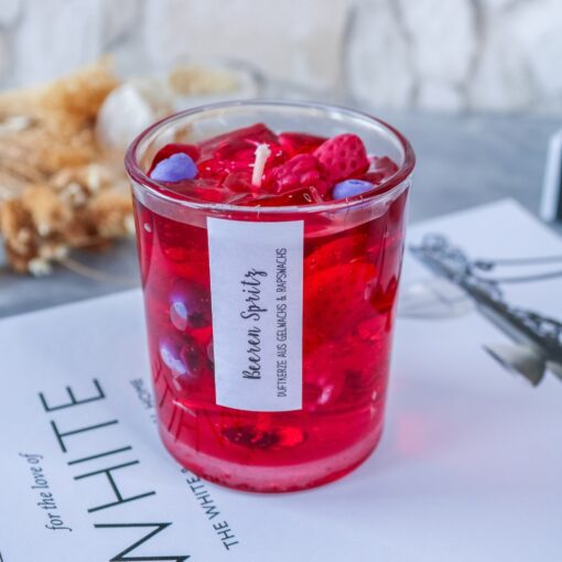 Duftkerze Getränke Kerze Beeren Spritz mit Eiswürfeln - aus Rapswachs und Gelwachs