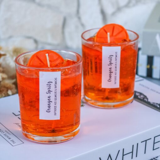 Duftkerze Getränke Kerze Orange Spritz mit Eiswürfeln - aus Rapswachs und Gelwachs – Bild 4