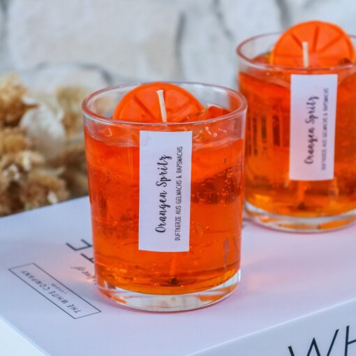 Duftkerze Getränke Kerze Orange Spritz mit Eiswürfeln - aus Rapswachs und Gelwachs – Bild 5