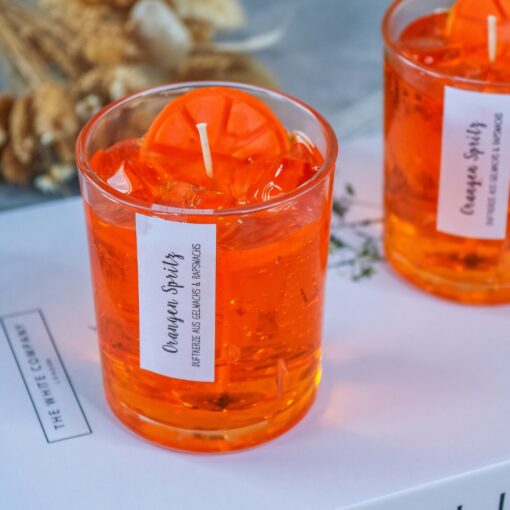 Duftkerze Getränke Kerze Orange Spritz mit Eiswürfeln - aus Rapswachs und Gelwachs – Bild 3