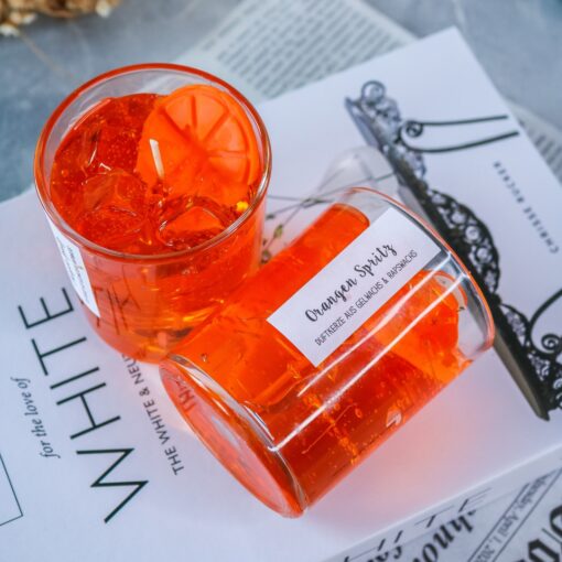 Duftkerze Getränke Kerze Orange Spritz mit Eiswürfeln - aus Rapswachs und Gelwachs – Bild 6