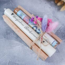 Geschenkset Geburtstag mit Kerze und Reagenzglas für Geld