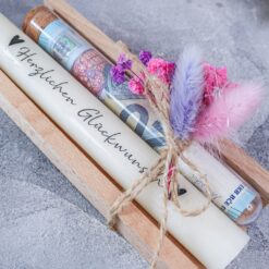 Geschenkset Geburtstag mit Kerze und Reagenzglas für Geld