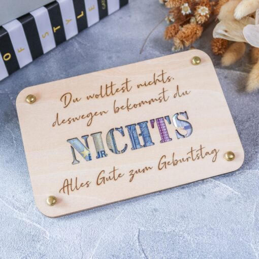 Geldgeschenk Verpackung aus Holz - Nichts schenken - Geschenkidee Mitbringsel – Bild 3