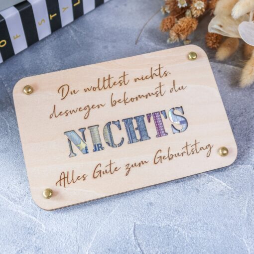Geldgeschenk Verpackung aus Holz - Nichts schenken - Geschenkidee Mitbringsel