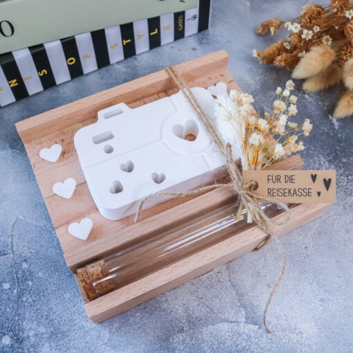 Reisekasse Geschenkset mit Reagenzglas Geschenk Hochzeit Brautpaar