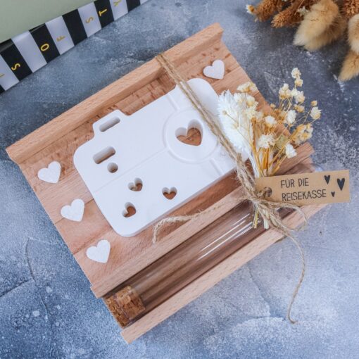 Reisekasse Geschenkset mit Reagenzglas Geschenk Hochzeit Brautpaar – Bild 2