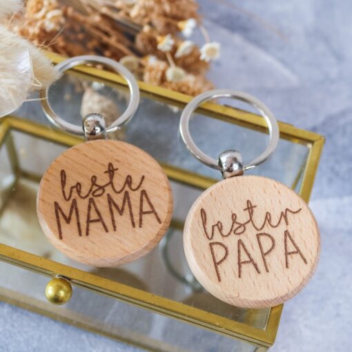 Schlüsselanhänger bester Papa und beste Mama Holz