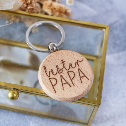 Schlüsselanhänger bester Papa Holz