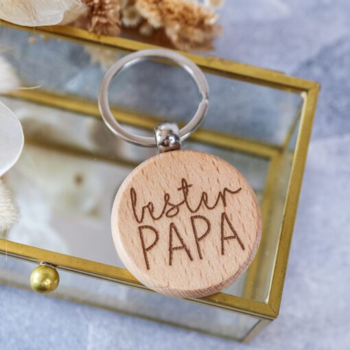 Schlüsselanhänger bester Papa Holz
