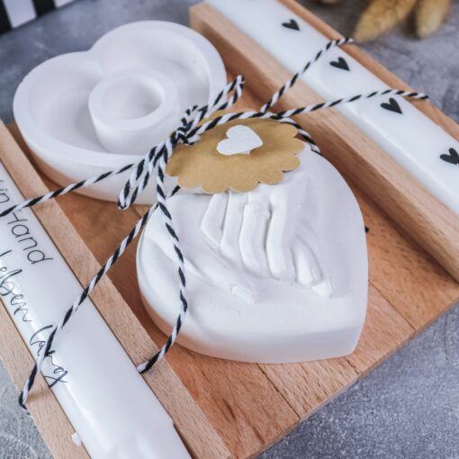 Hochzeit Geschenkset mit Stabkerzen & Herz Kerzenständer – Bild 5
