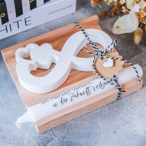 Geschenkset Unendlichkeit Stabkerze Geschenkset Give Away Hochzeit Brautpaar – Bild 3