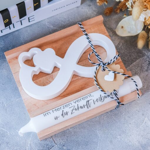 Geschenkset Unendlichkeit Stabkerze Geschenkset Give Away Hochzeit Brautpaar – Bild 4