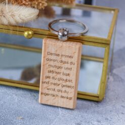 Schlüsselanhänger Affirmation Holz Geschenk Mitbringsel Aufmerksamkeit