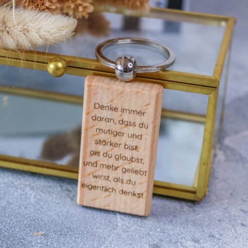 Schlüsselanhänger Affirmation Holz Geschenk Mitbringsel Aufmerksamkeit