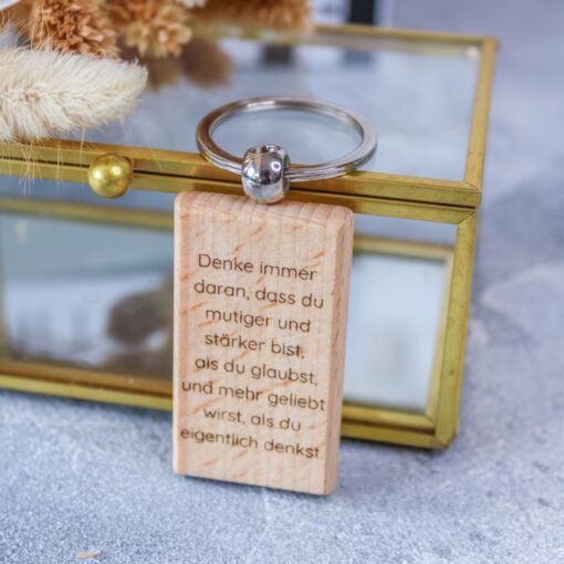 Schlüsselanhänger Affirmation Holz Geschenk Mitbringsel Aufmerksamkeit – Bild 3