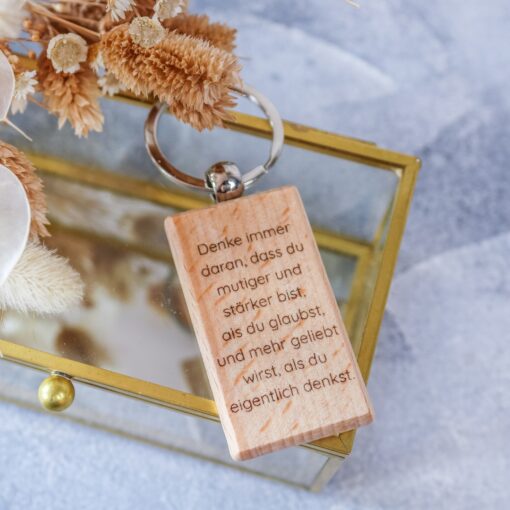 Schlüsselanhänger Affirmation Holz Geschenk Mitbringsel Aufmerksamkeit – Bild 2