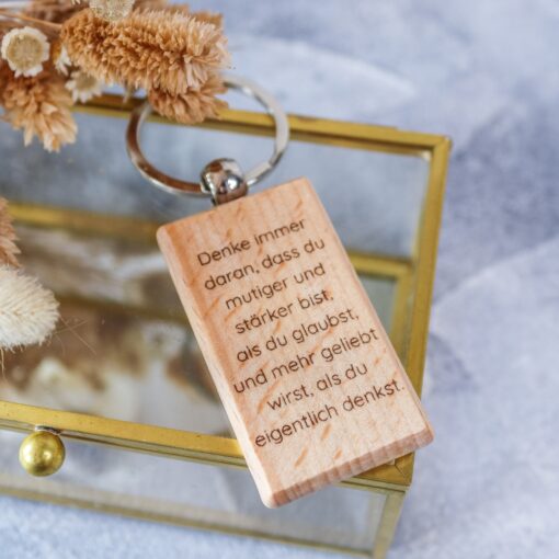 Schlüsselanhänger Affirmation Holz Geschenk Mitbringsel Aufmerksamkeit – Bild 4