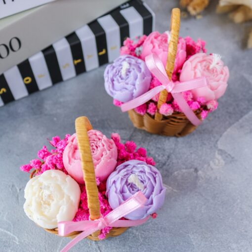 Blumenkorb 3 Blumen Kerzen aus Rapswachs  - Geschenk Mitbringsel Geburtstag – Bild 3