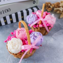 Blumenkorb 3 Blumen Kerzen aus Rapswachs  - Geschenk Mitbringsel Geburtstag
